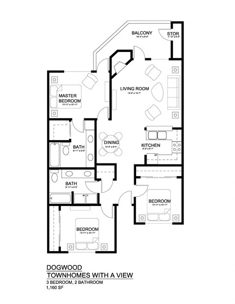 Townhomes with a View Dogwood Floor Plan